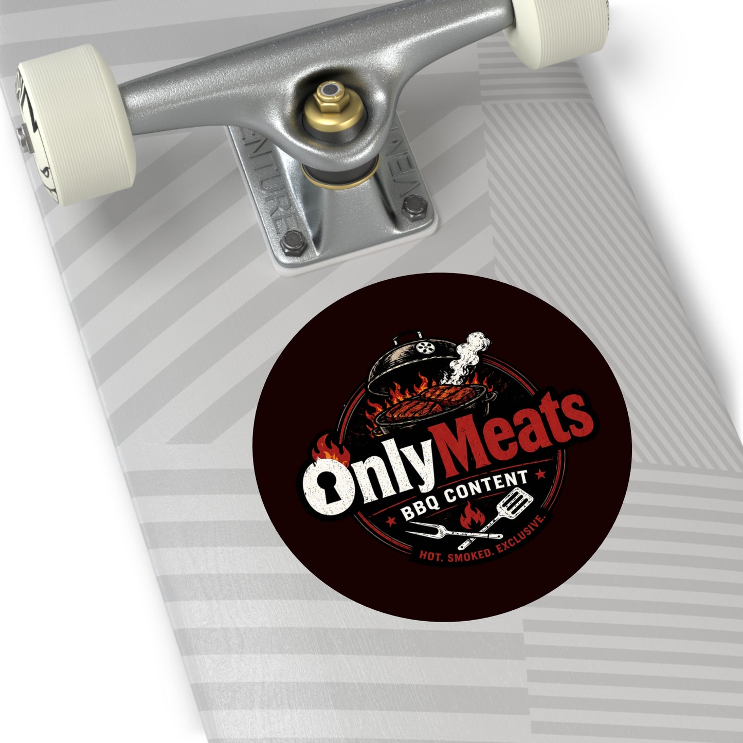 OnlyMeats BBQ Round Vinyl Sticker — Grilling Emblem for BBQ Lovers