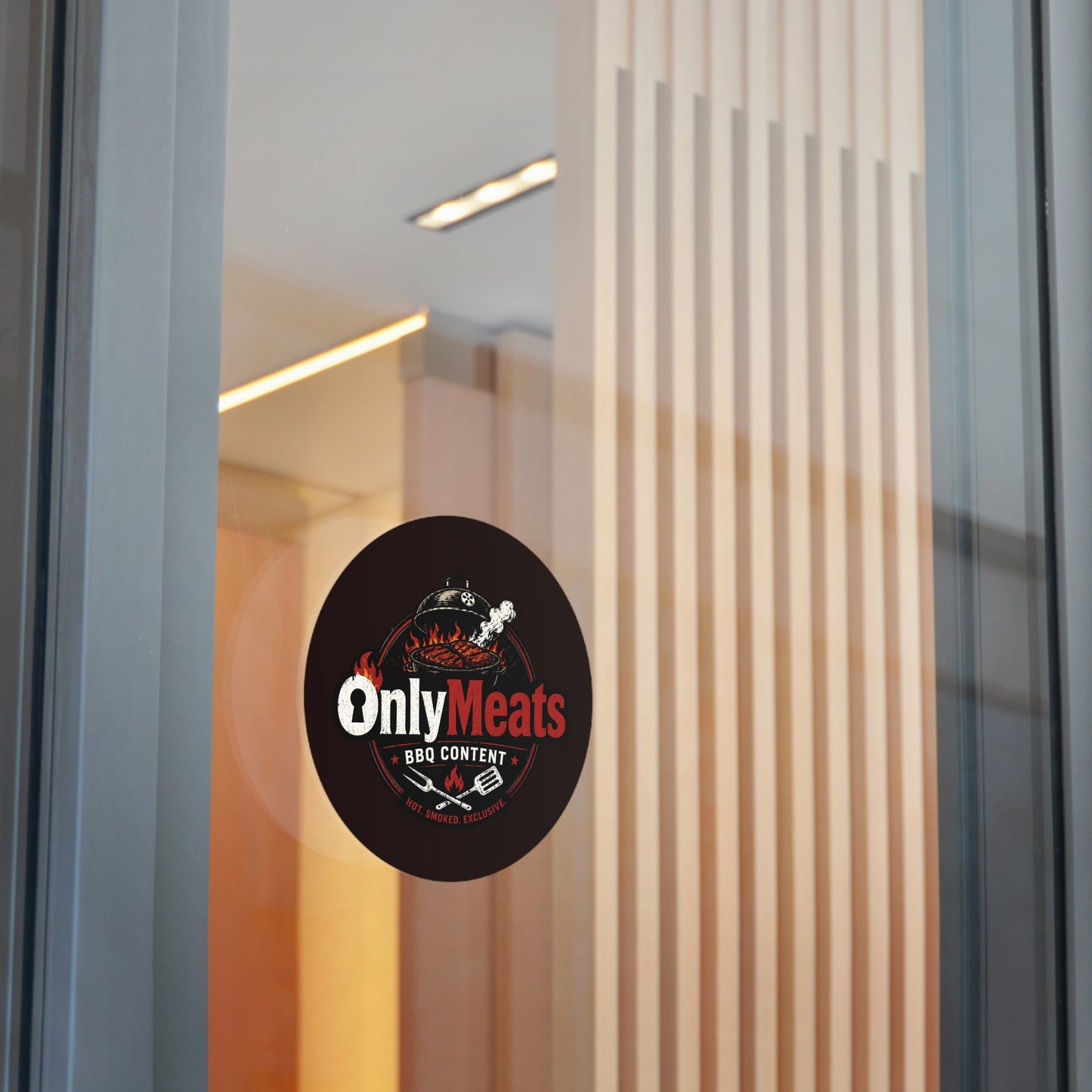 OnlyMeats BBQ Round Vinyl Sticker — Grilling Emblem for BBQ Lovers