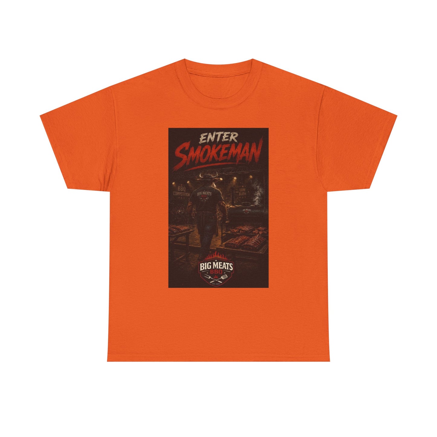Enter Smokeman T‑Shirt — Vintage BBQ/Grill Poster Tee (Big Meats)
