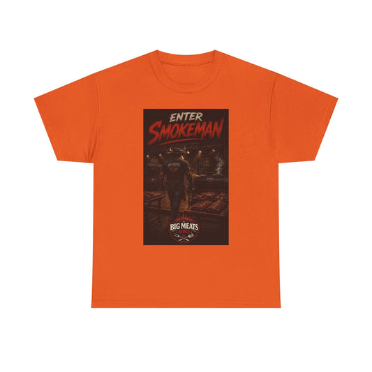 Enter Smokeman T‑Shirt — Vintage BBQ/Grill Poster Tee (Big Meats)