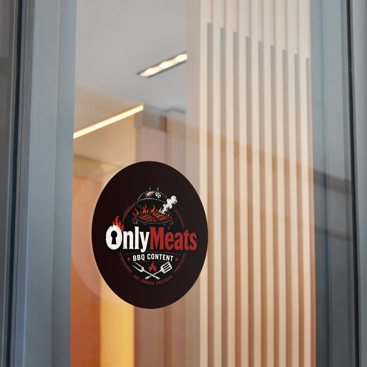 OnlyMeats BBQ Round Vinyl Sticker — Grilling Emblem for BBQ Lovers