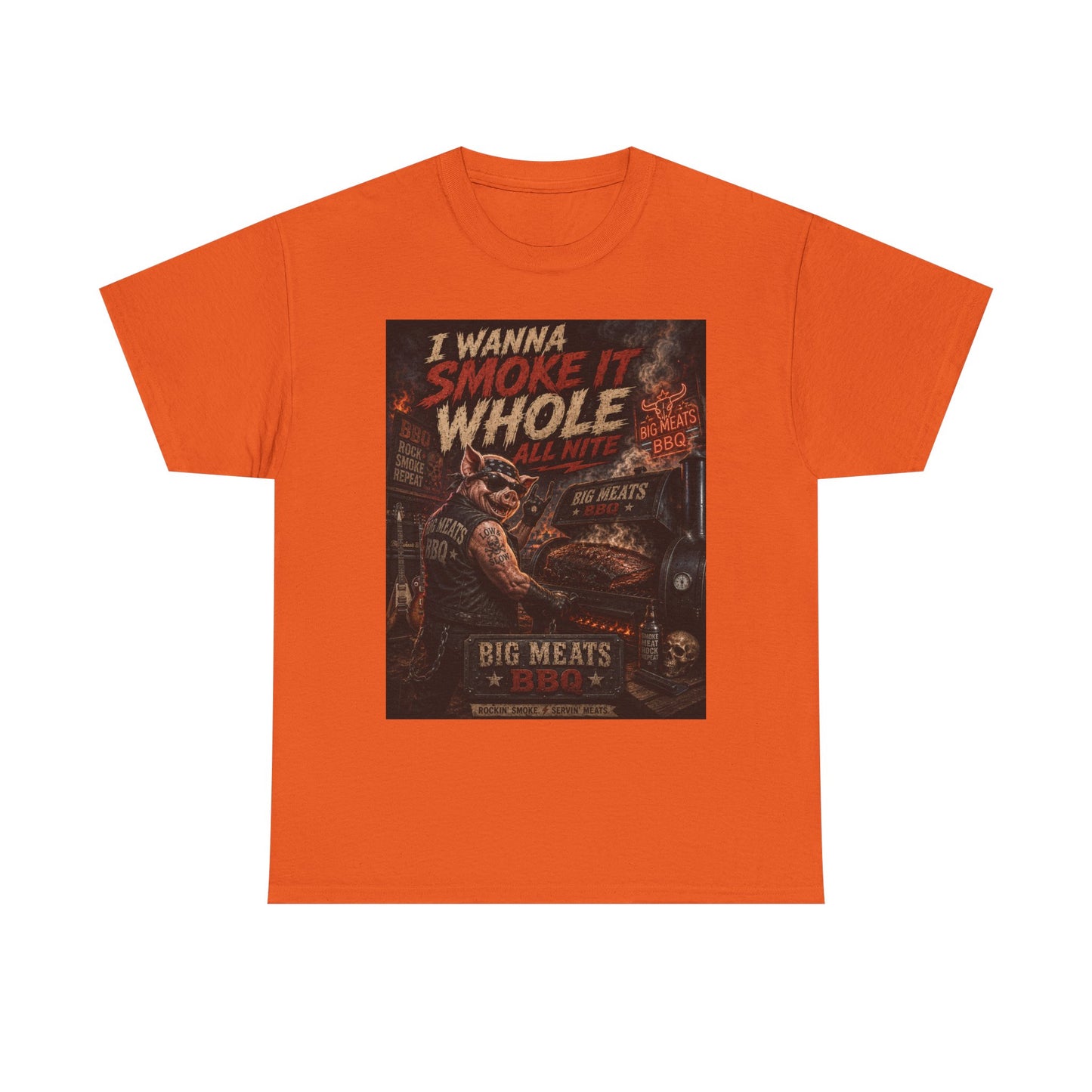 BBQ Smoker T-Shirt - "I Wanna Smoke It Whole" Big Meats Grill Tee