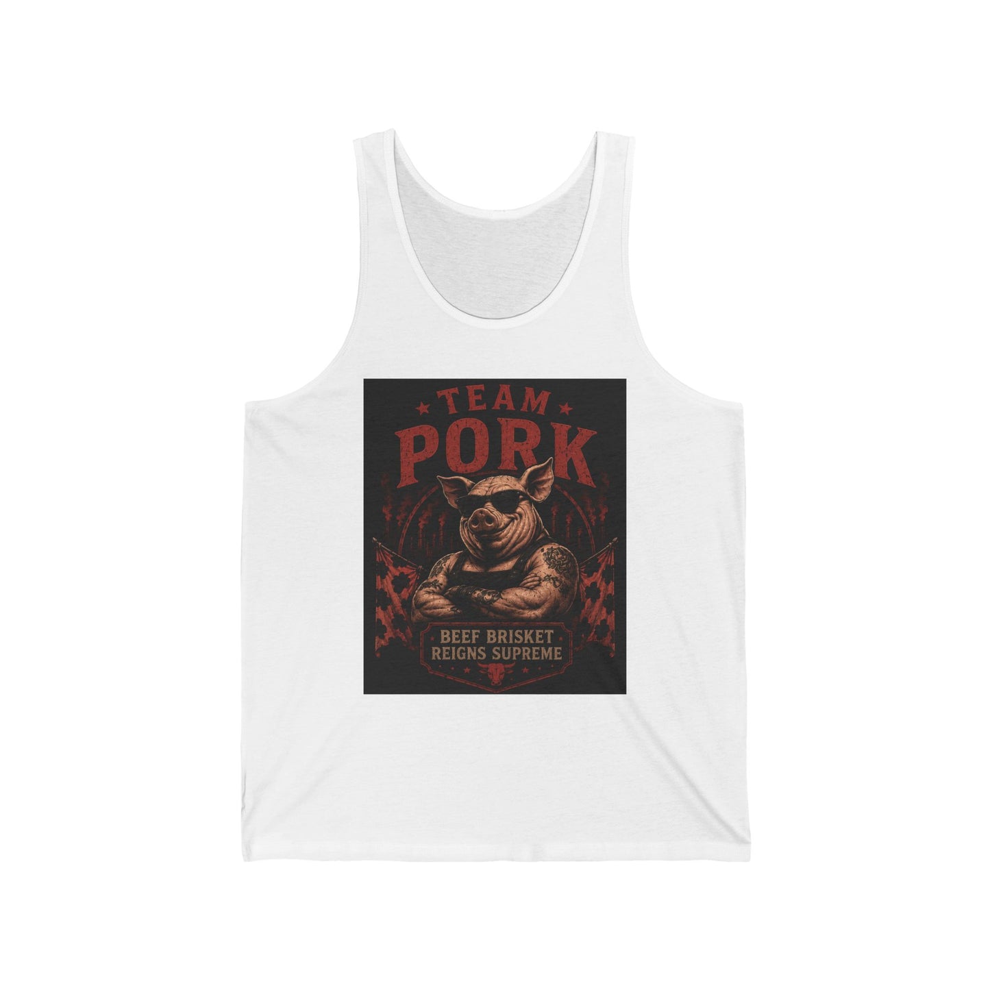 Team Pork Tank Top — Retro BBQ Pig 'Best Brisket, Reign Supreme' Grill Tee