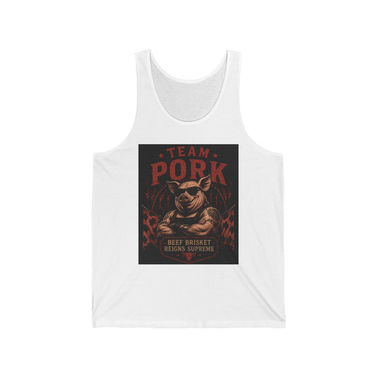 Team Pork Tank Top — Retro BBQ Pig 'Best Brisket, Reign Supreme' Grill Tee