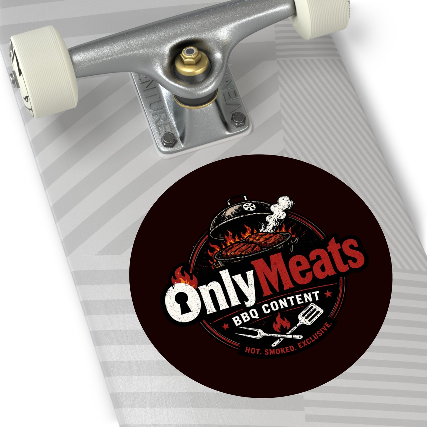 OnlyMeats BBQ Round Vinyl Sticker — Grilling Emblem for BBQ Lovers