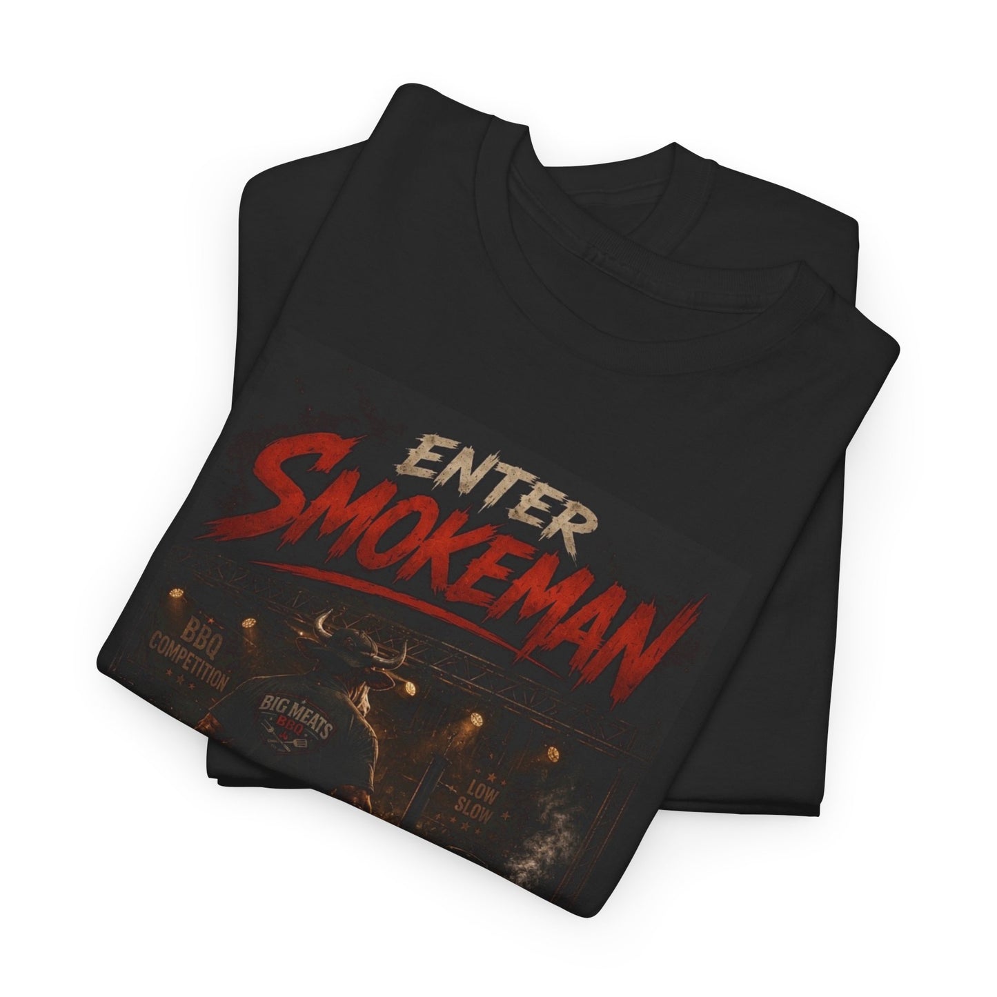 Enter Smokeman T‑Shirt — Vintage BBQ/Grill Poster Tee (Big Meats)