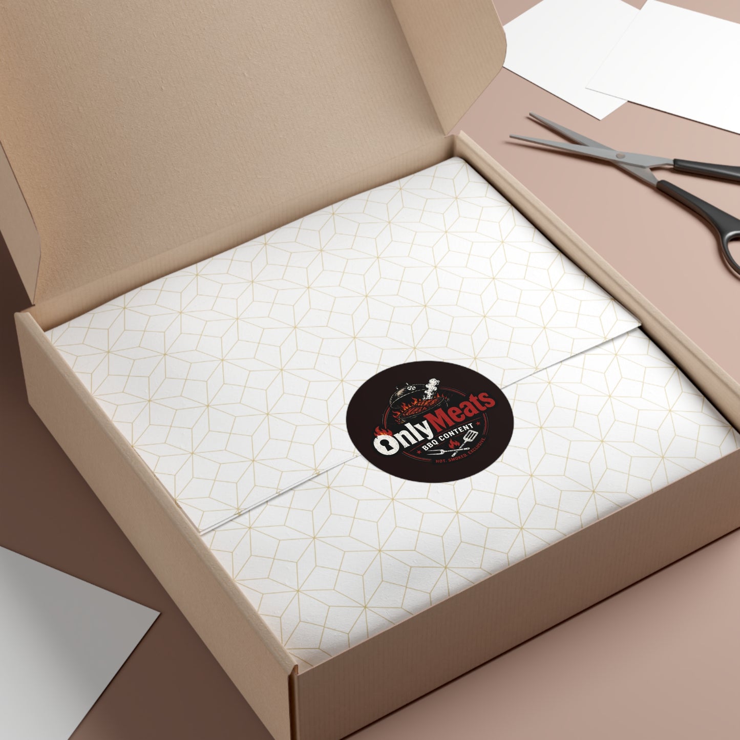 OnlyMeats BBQ Round Vinyl Sticker — Grilling Emblem for BBQ Lovers