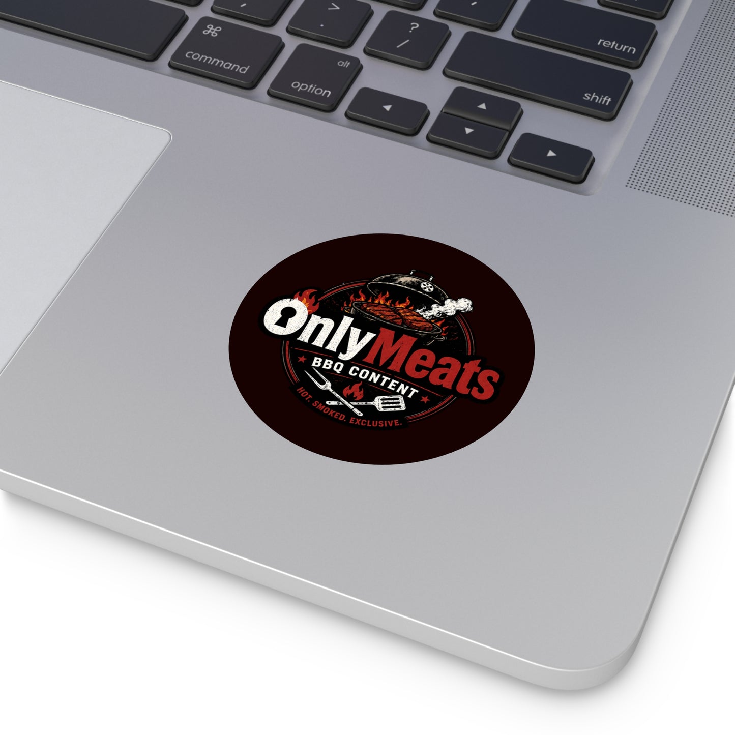 OnlyMeats BBQ Round Vinyl Sticker — Grilling Emblem for BBQ Lovers
