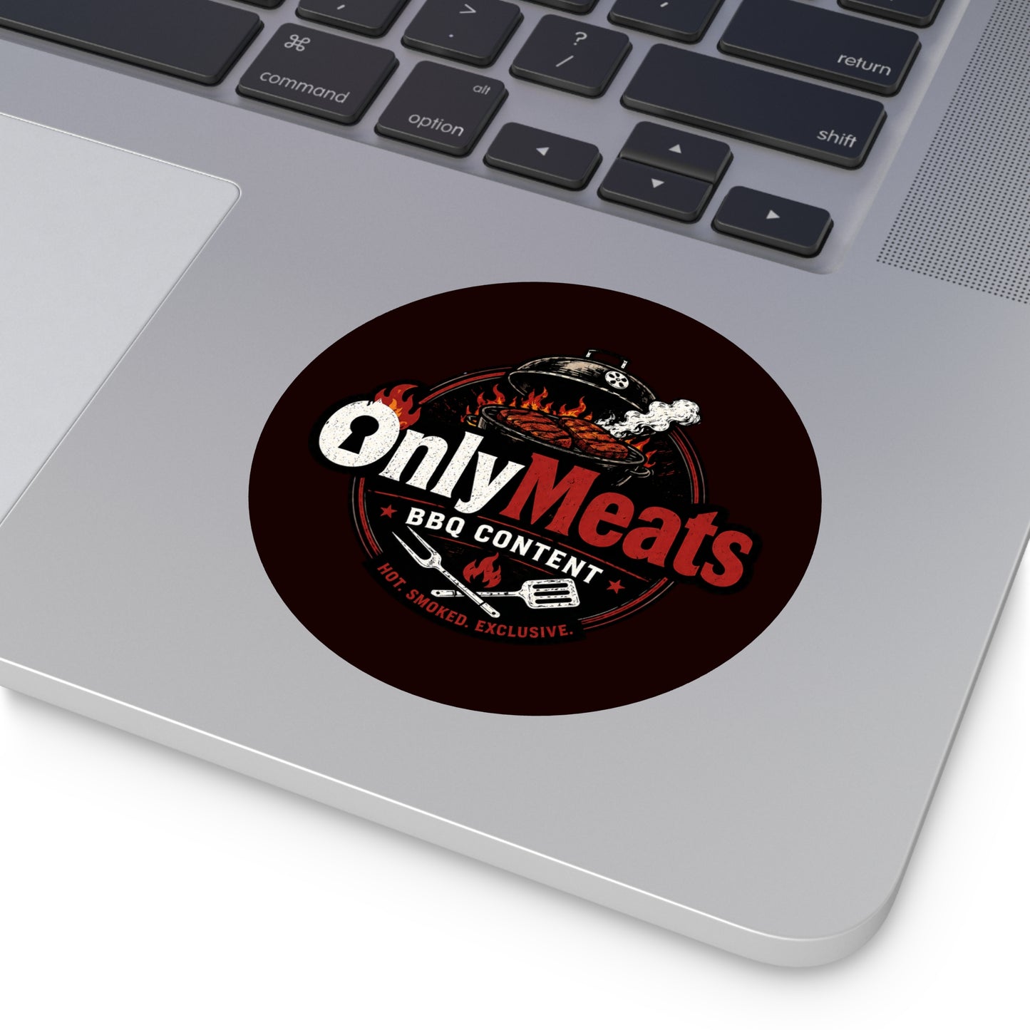 OnlyMeats BBQ Round Vinyl Sticker — Grilling Emblem for BBQ Lovers