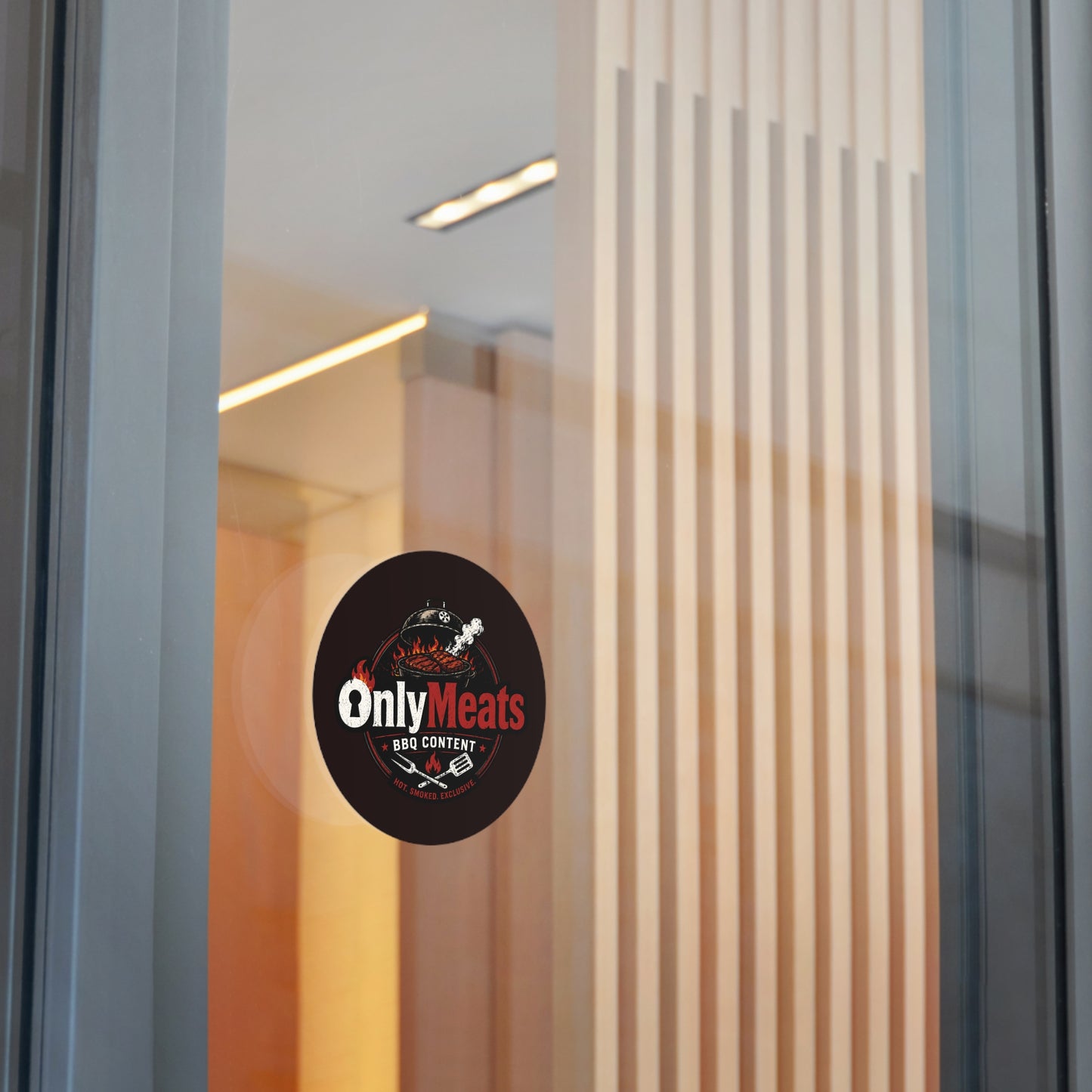 OnlyMeats BBQ Round Vinyl Sticker — Grilling Emblem for BBQ Lovers