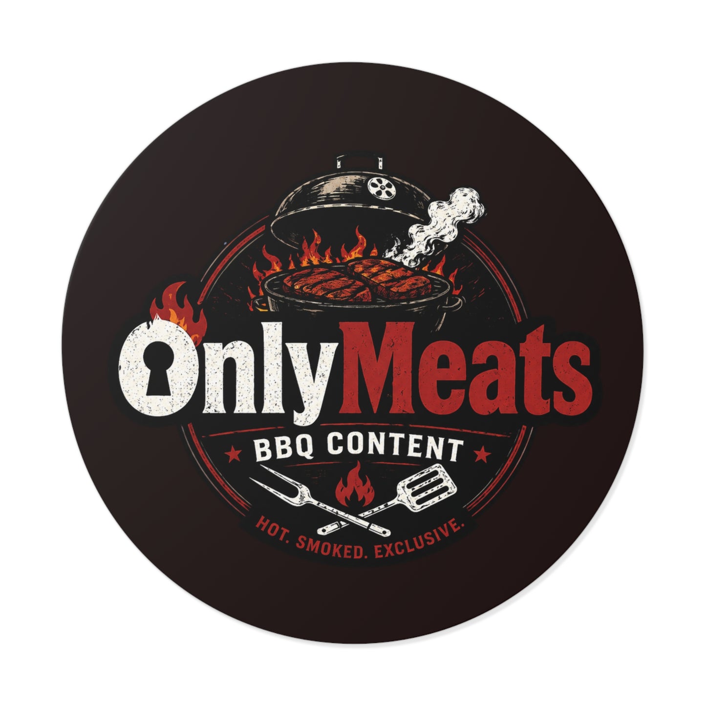 OnlyMeats BBQ Round Vinyl Sticker — Grilling Emblem for BBQ Lovers