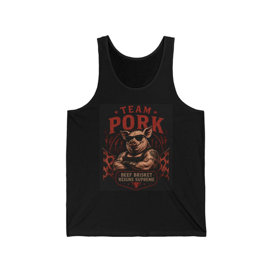 Team Pork Tank Top — Retro BBQ Pig 'Best Brisket, Reign Supreme' Grill Tee
