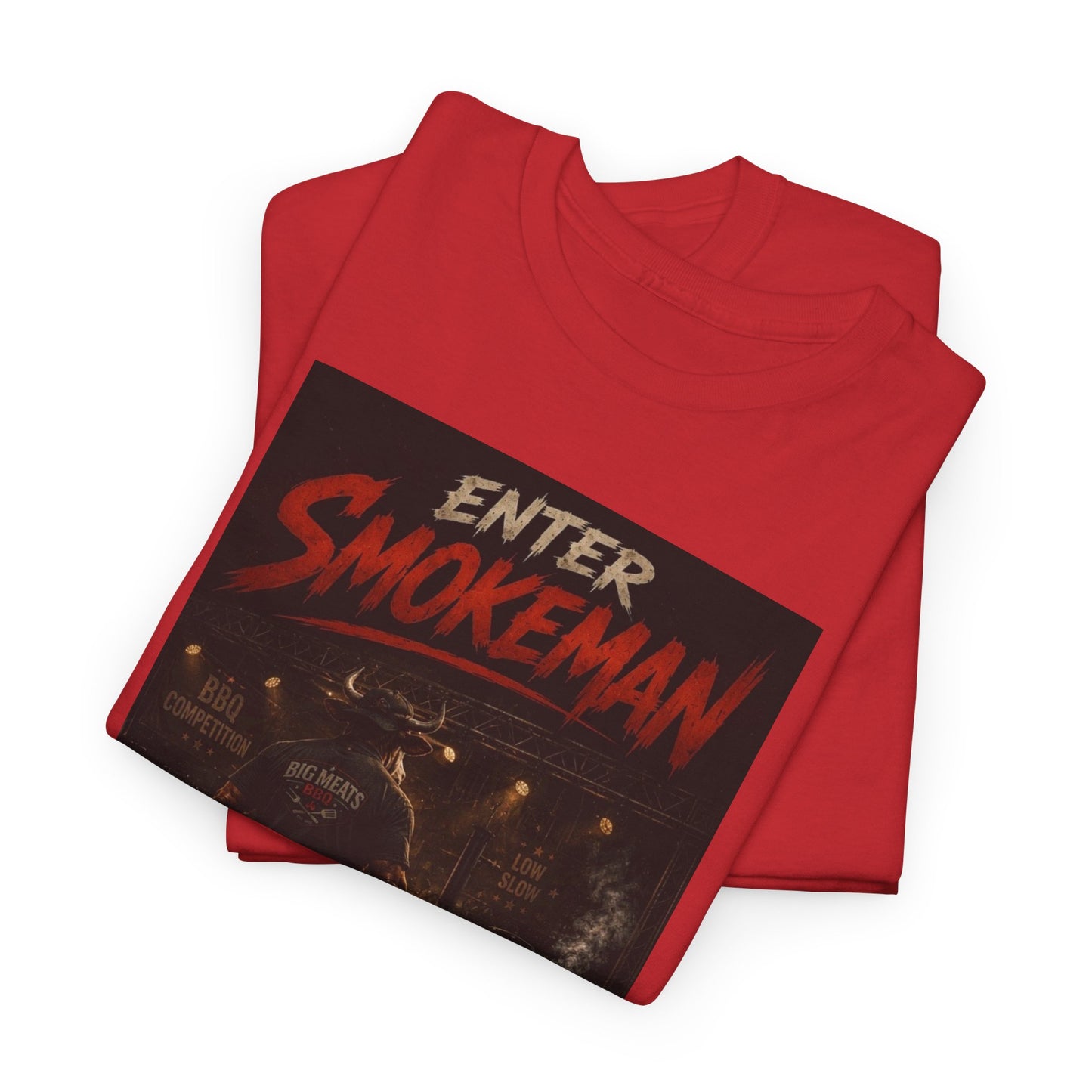 Enter Smokeman T‑Shirt — Vintage BBQ/Grill Poster Tee (Big Meats)
