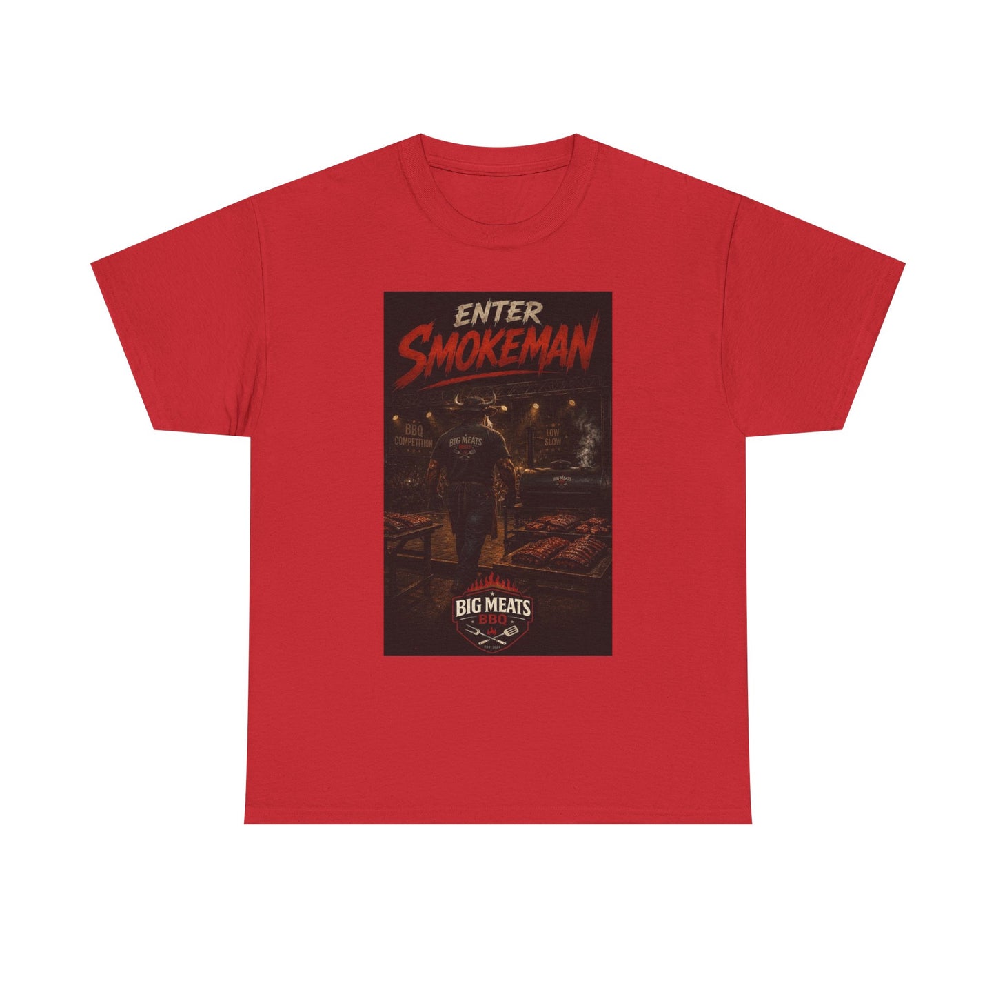 Enter Smokeman T‑Shirt — Vintage BBQ/Grill Poster Tee (Big Meats)